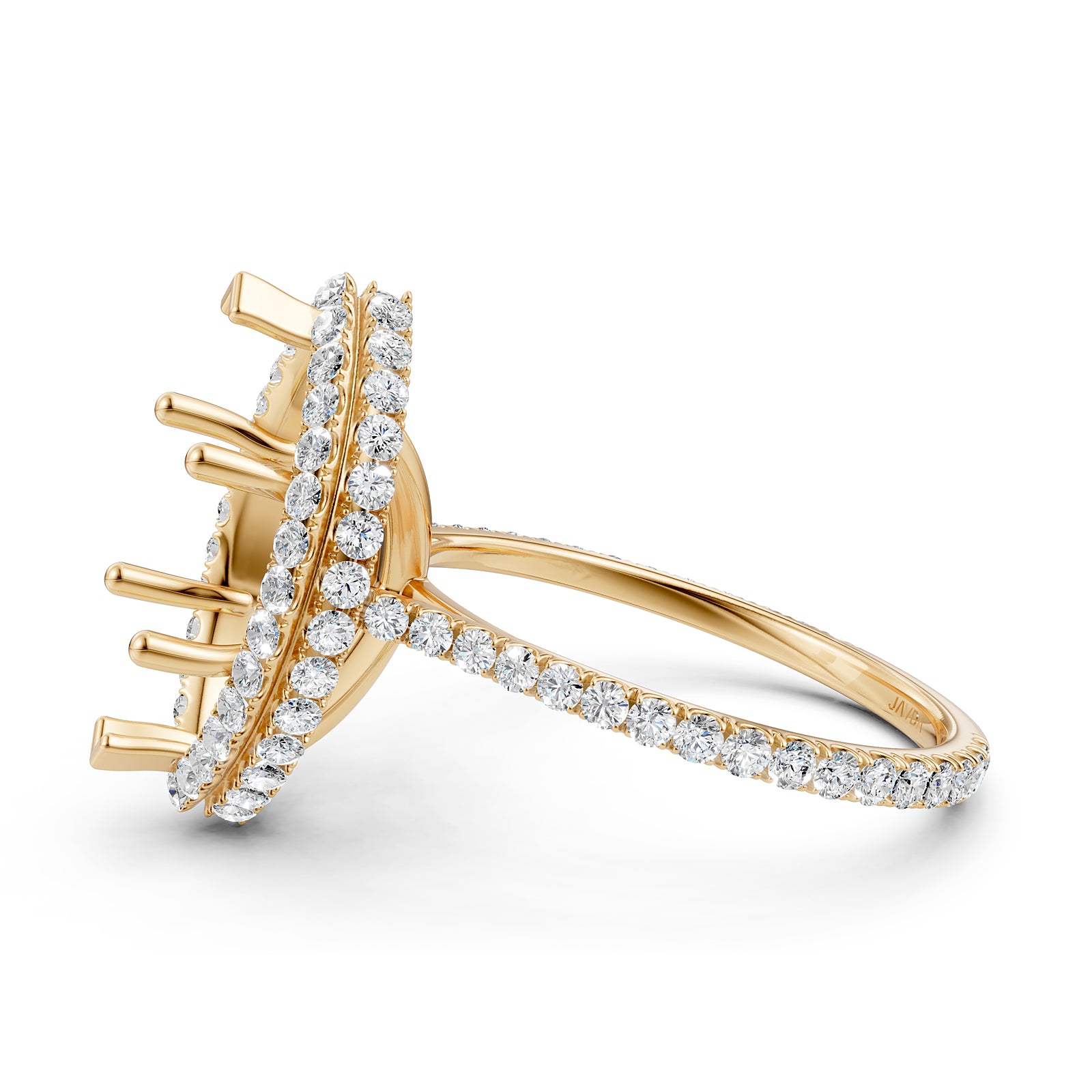 Double Halo Semi Mount Lab Grown Diamond Engagement Ring 0.53 Ct.